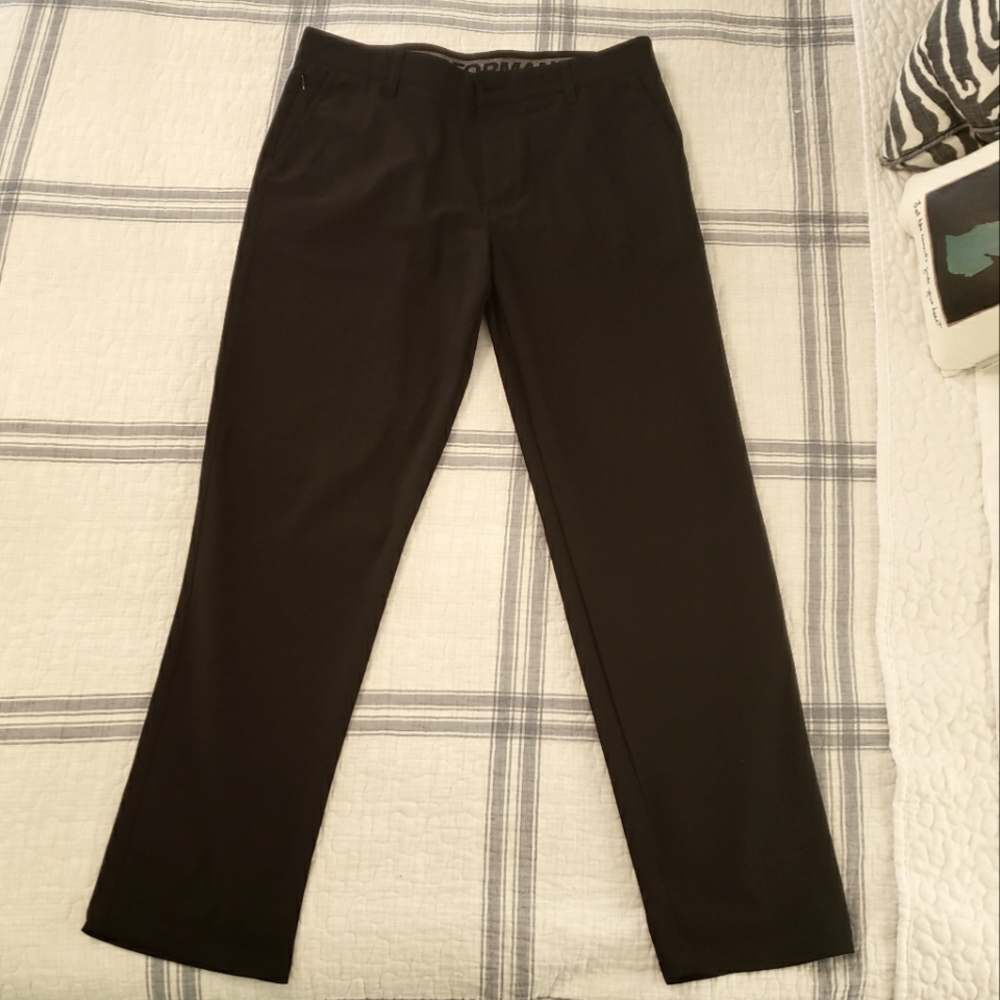 Black performance pants, golf, work, men's style but works for women too